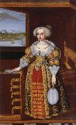 Jacob Heinrich Elbfas Queen Kristina,mellan tens and thirteen am failing oil painting on canvas